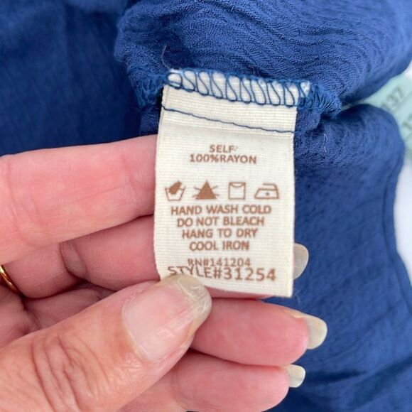 Hem & Thread Womens Peplum Blouse Top Flutter Sleeve V Neck Navy Blue Size Small - Picture 4 of 5